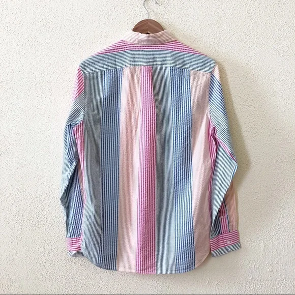 NWT J. Crew Multicolor Seersucker Slim Fit Shirt in Stripe S - Picture 3 of 3